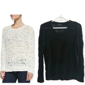 Rag & Bone Kaitlyn Crewneck Open Diamond Pattern Knit Light Summer Sweater Small